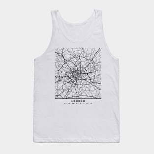 LONDON ENGLAND BLACK CITY STREET MAP ART Tank Top